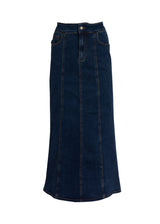 Dark Blue Back Slit Denim Skirt