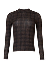 Brown Plaid Mock Neck Top