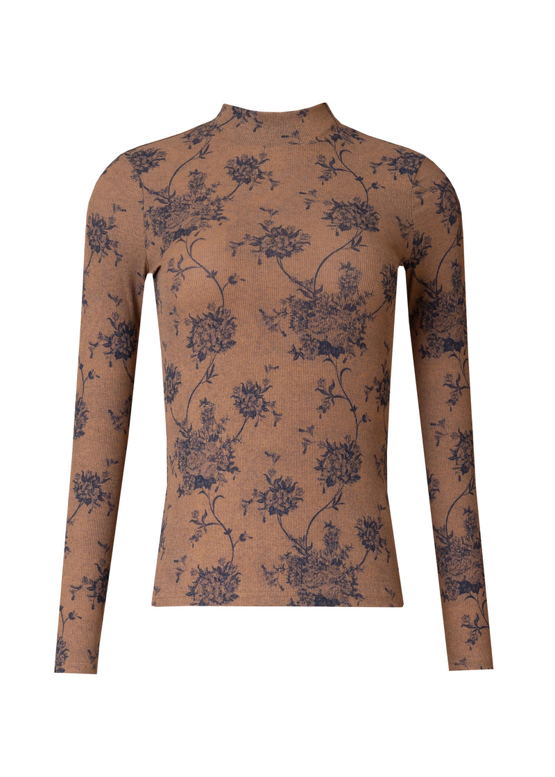 Brown Printed Mock Neck