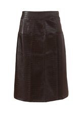 Brown Snake Skin Leather Skirt