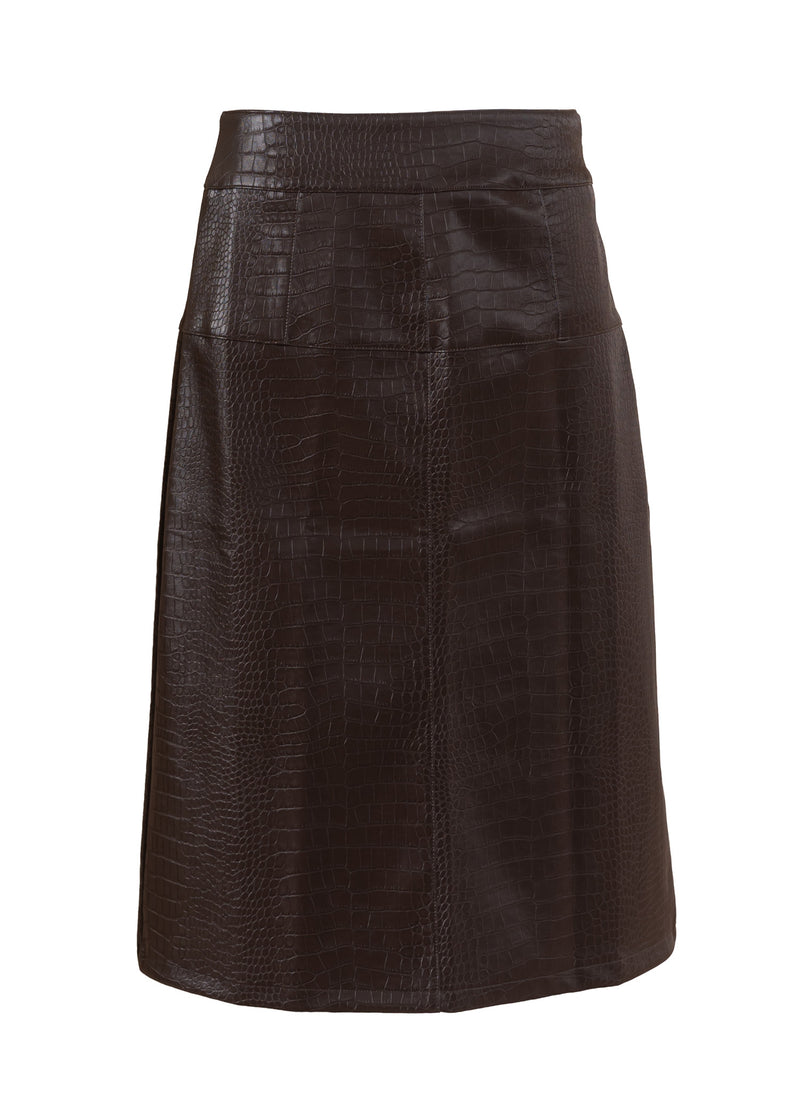 Brown Snake Skin Leather Skirt