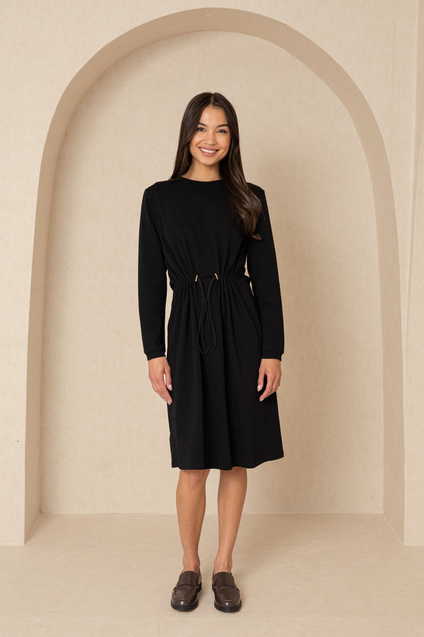 Black Cargo Sweatshirt Dress