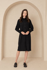 Black Corduroy Shirt Dress