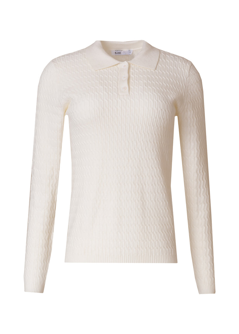 Cream Cable Knit Polo Tee