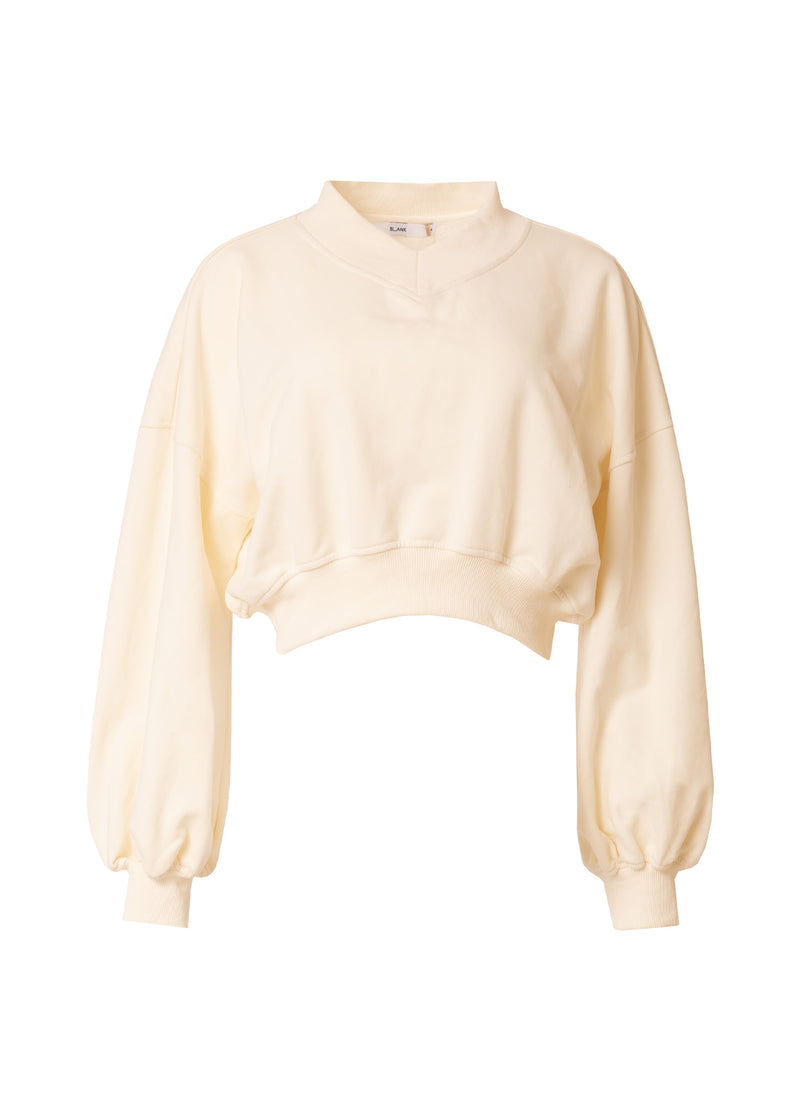 Cream Cropped V Sweatshirt