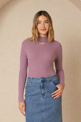 Purple Cutout Sweater