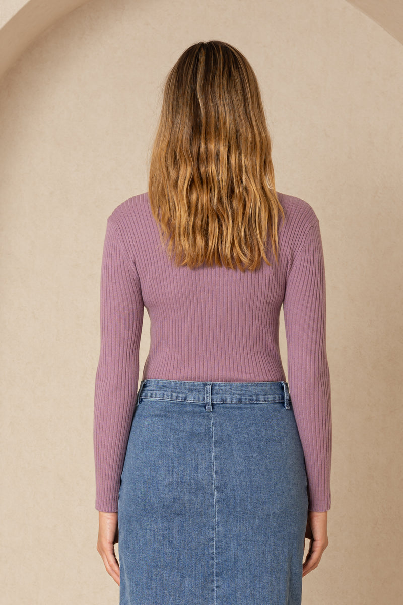 Purple Cutout Sweater