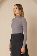 Grey Cutout Sweater