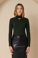 Forest Green Cutout Sweater