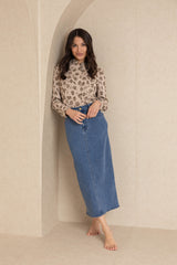 Dark Wash Stretch Denim Skirt