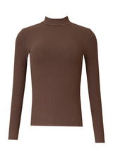 Dark Brown Ribbed Mock Neck Top