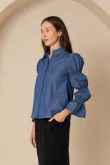 Denim Marie Sleeve Blouse