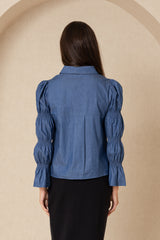 Denim Marie Sleeve Blouse