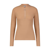 Neutral Double Ribbed Half Zip Tee