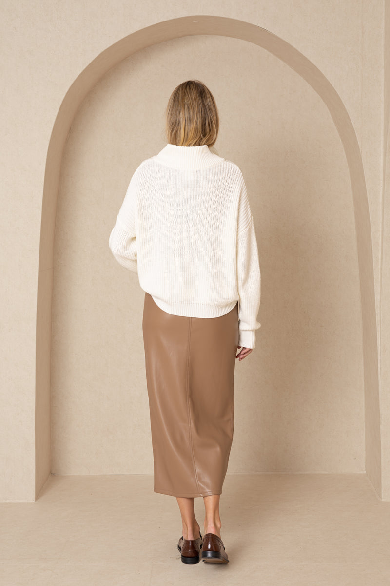 Light Brown Everyday Leather Maxi Skirt