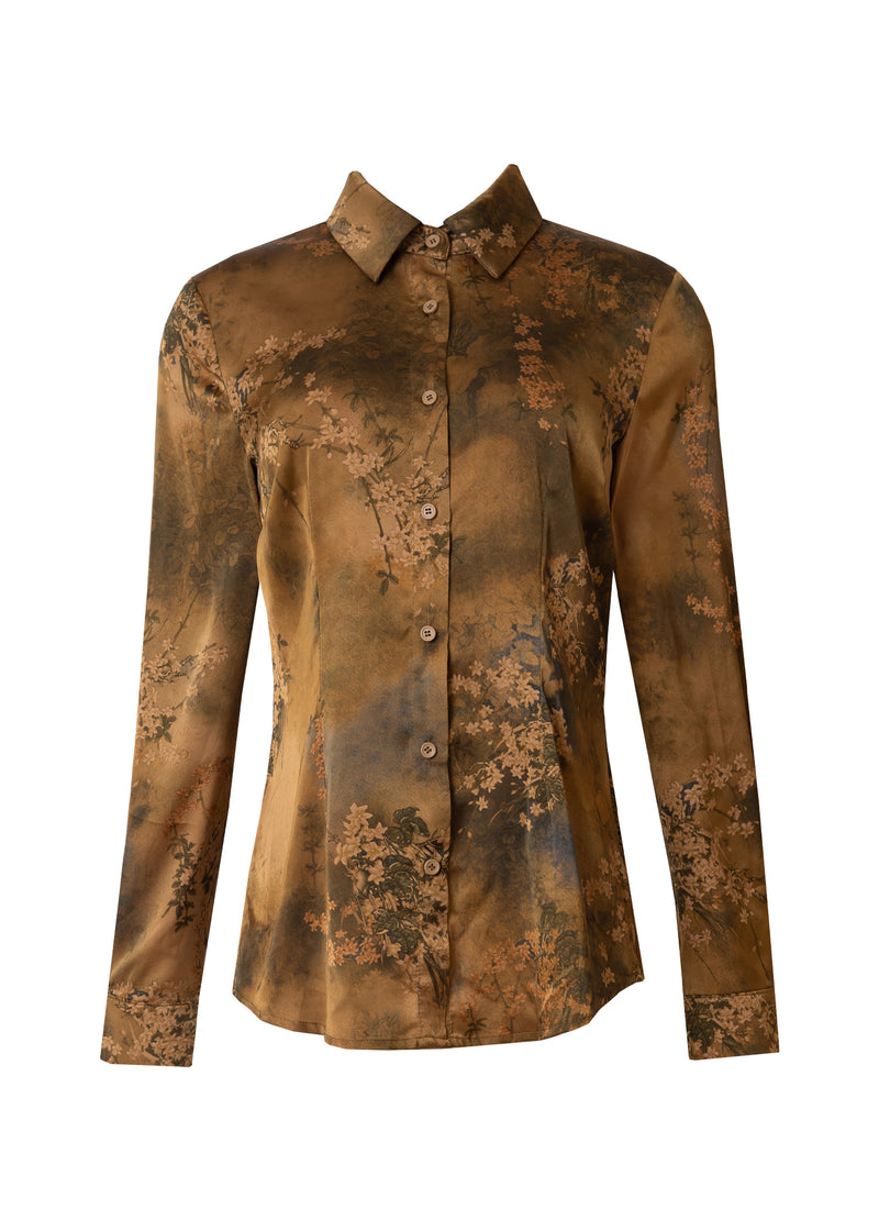 Gold Floral Silk Blouse