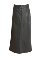 Green Belted Leather Skirt