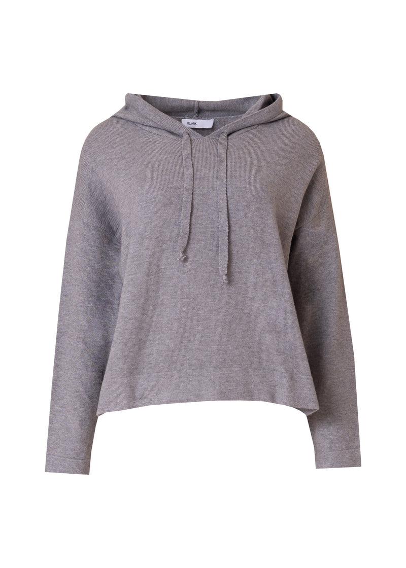 Grey Knit Pullover Hoodie