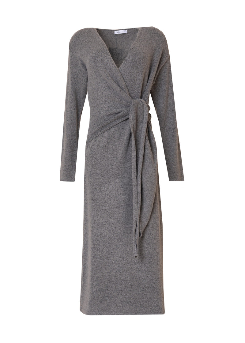 Grey Knit Wrap Dress