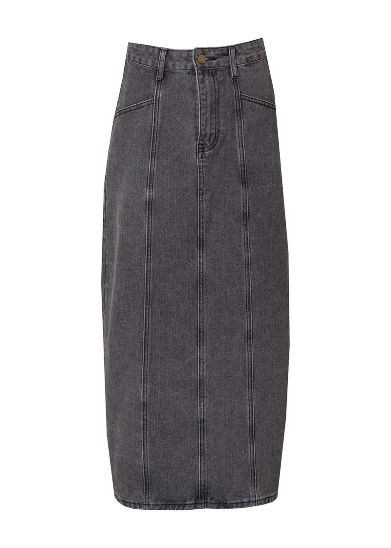 Light Grey Straight Denim Skirt