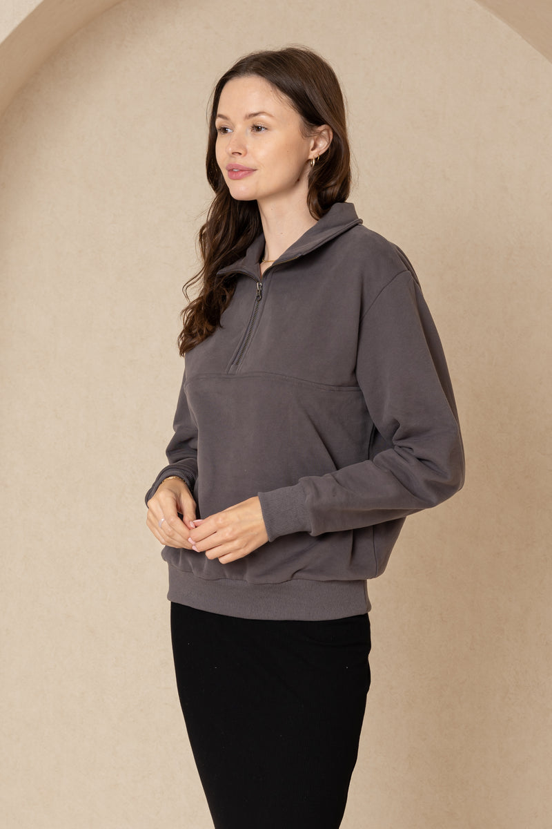 Grey Half Zip Sweatshirt