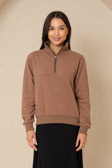 Brown Half Zip Sweatshirt