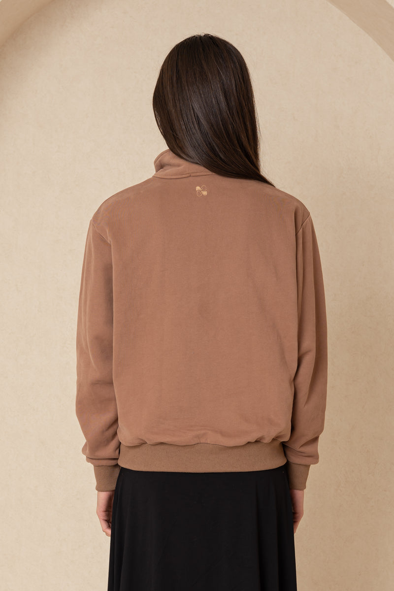 Brown Half Zip Sweatshirt