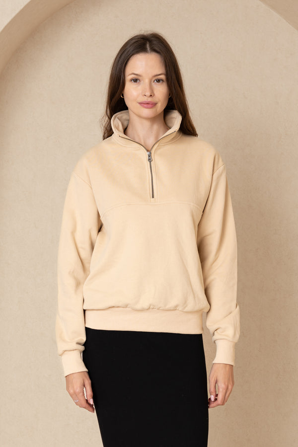 Tan Half Zip Sweatshirt