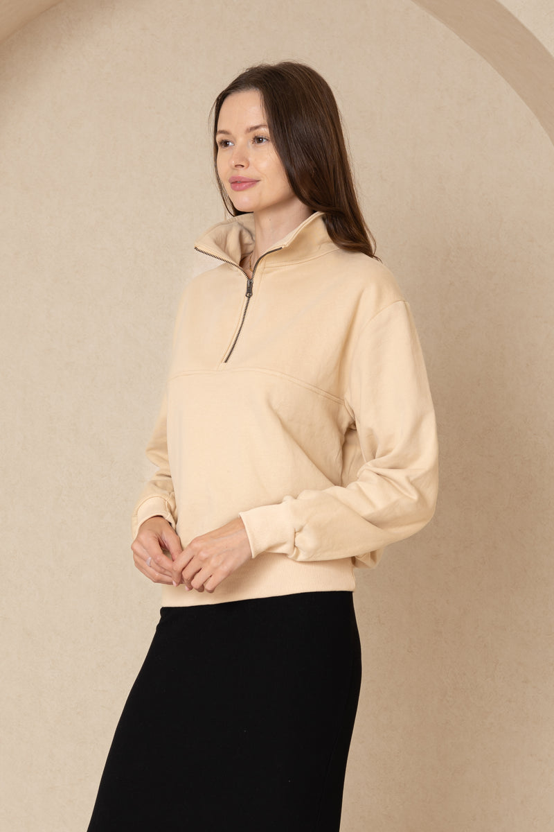 Tan Half Zip Sweatshirt