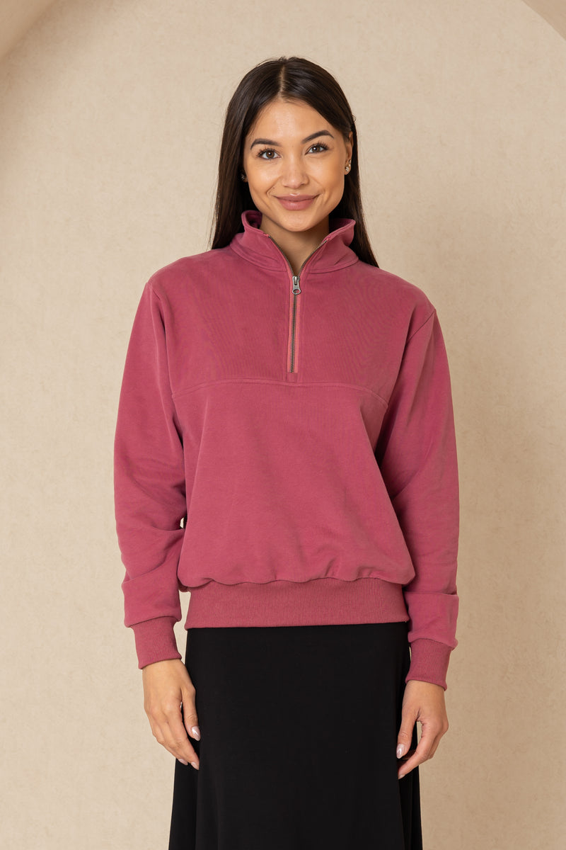 Raspberry Half Zip Sweatshirt