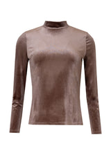 Light Brown Velvet Mock Neck Top