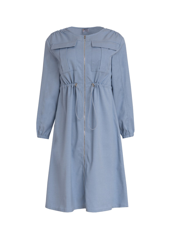 Light Denim Zipper Cargo Dress