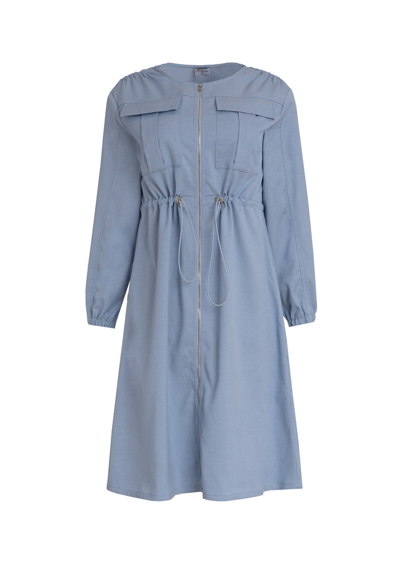 Light Denim Zipper Cargo Dress