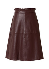 Burgundy Gathered Leather Skirt