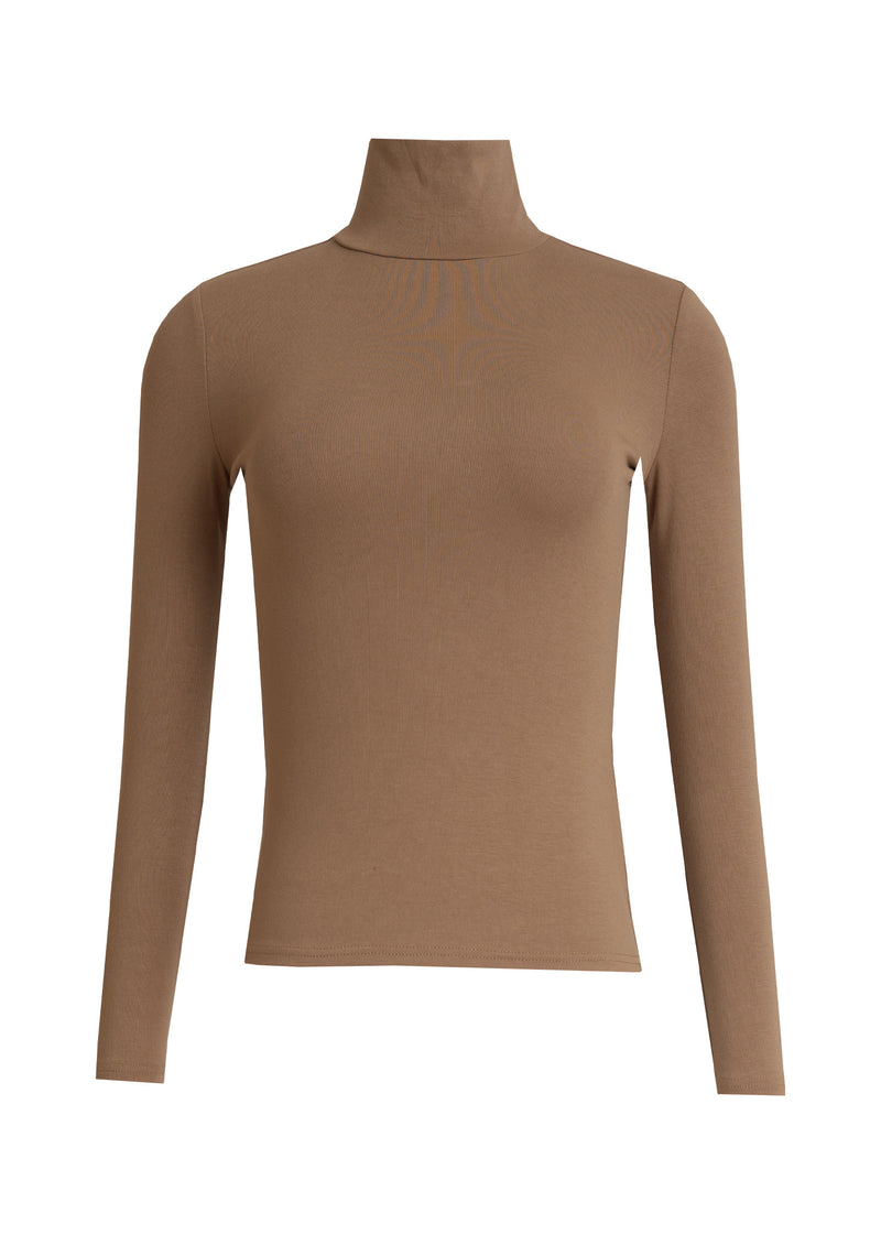 Mocha Solid Turtleneck