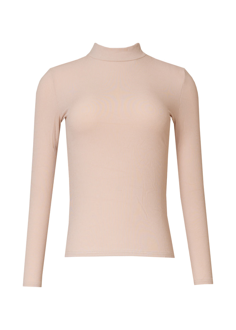 Oatmeal Ribbed Mock Neck Top