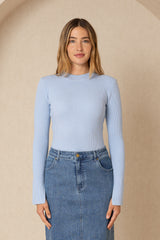 Blue Padded Shoulder Sweater