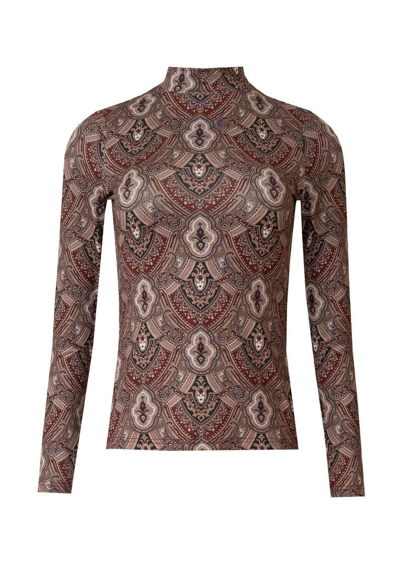 Paisley Printed Mock Neck Top