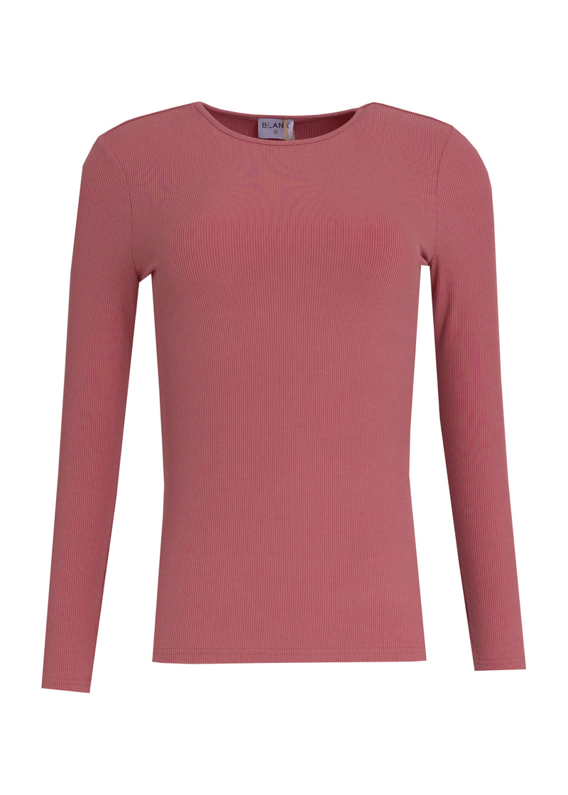 Raspberry Long Sleeve Ribbed Tee