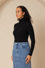 Black Ribbed Turtleneck