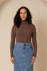 Dark Brown Ribbed Turtleneck