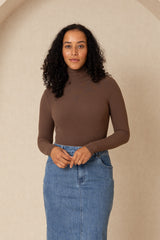 Dark Brown Ribbed Turtleneck