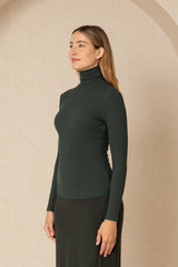 Green Ribbed Turtleneck