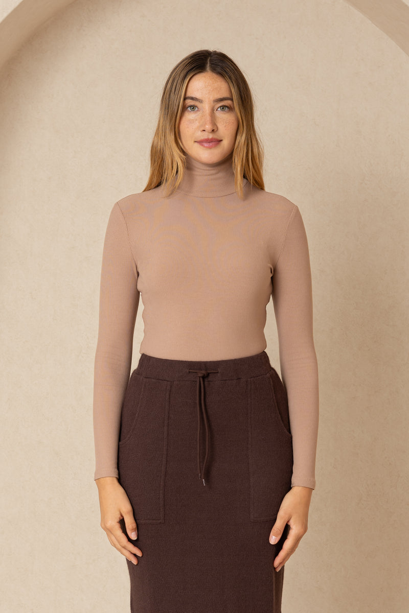 Light Brown Ribbed Turtleneck