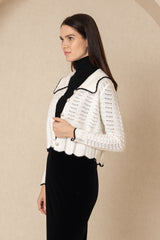 Ivory Ruffle Knit Cardi