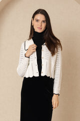 Ivory Ruffle Knit Cardi