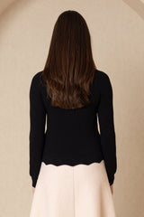 Black Scalloped Edge Sweater