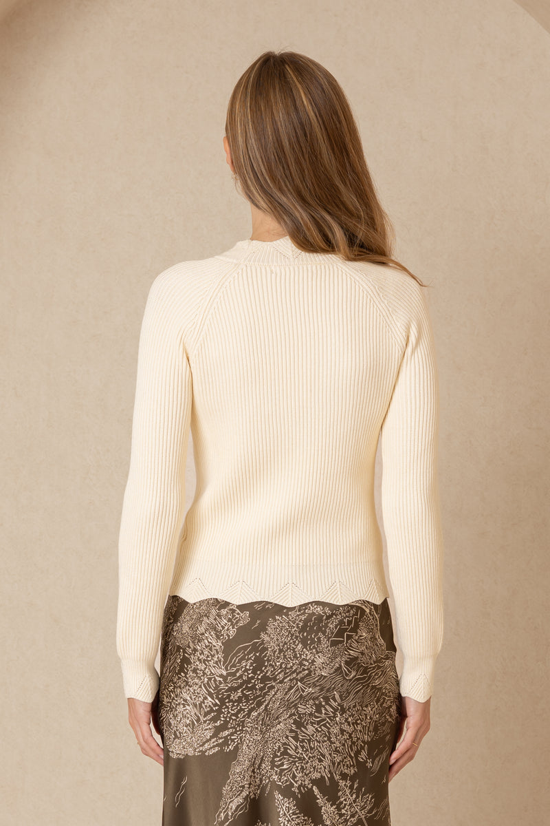 Ivory Scalloped Edge Sweater