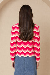 Pink Scalloped Knit Sweater