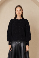 Black Sequin Knit Top